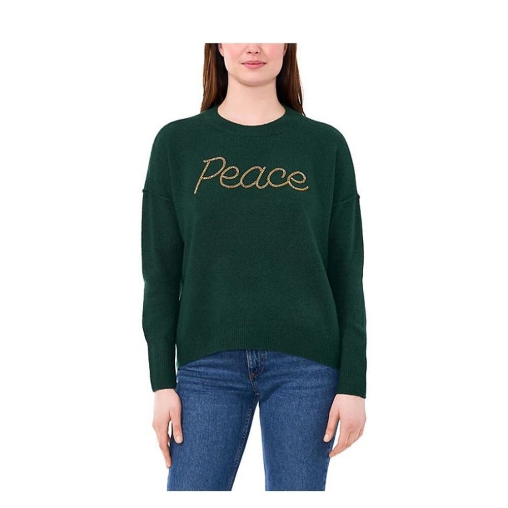 Vince Camuto Holiday ' peace ' Beaded Sweater Size XS